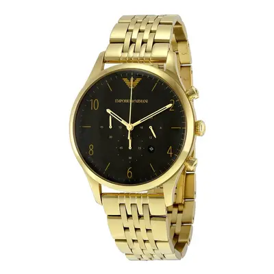 Emporio Armani Mens Chronograph Watch Gold PVD Plated Bracelet Black Dial AR1893