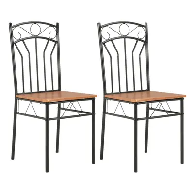 vidaXL 2x Dining Chairs Brown MDF Side End Kitchen Furniture Dining Room Chair