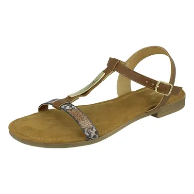 (Tan, UK 6.5) Ladies Clarks T-Bar Sandals Axelle Ray