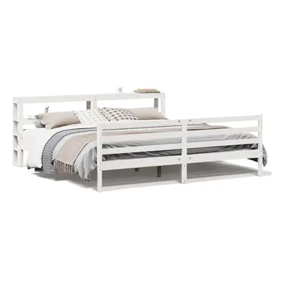 vidaXL Bed Frame with Headboard Bed Base White 200x200 cm Solid Wood Pine