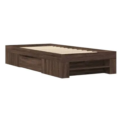 vidaXL Bed Frame Bed Base Brown Oak 75x190 cm Small Single Engineered Wood