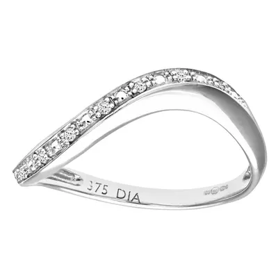 (O) Jewelco London 9ct White Gold Pave Set Diamond Wave Half Eternity Ring