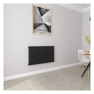 (Single 600x1003mm, Black) Designer Oval Column Radiator Central Heating