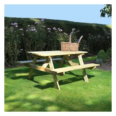 Charles Bentley British Made Wooden Picnic Table 4-Seater Timber FSC Approved High Quality Natur