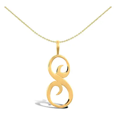 Jewelco London Solid 9ct Yellow Gold Script Identity Initial Pendant Letter - JIN002-S