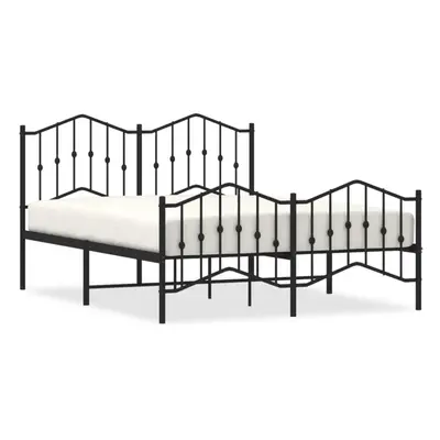 (black, x cm/with headboard & footboard) vidaXL Metal Bed Frame Home Bedroom Bed Base Mattress F