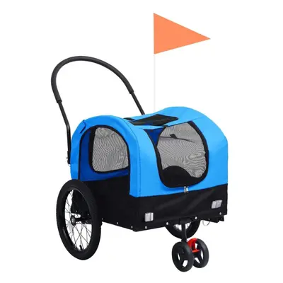 vidaXL 2-in-1 Pet Bike Trailer and Jogging Stroller Dog Carrier Blue and Black