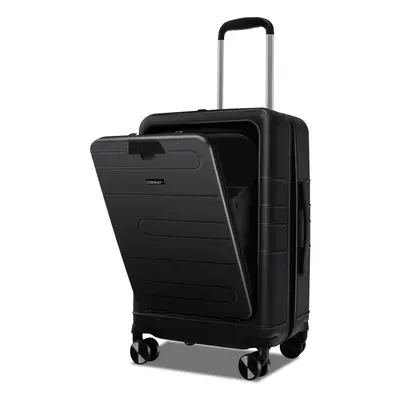 20" Hardshell Luggage with Tabletop Front Pocket &Charging Port Black