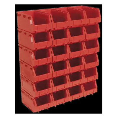 Plastic Storage Bin x x 130mm - Red Pack of