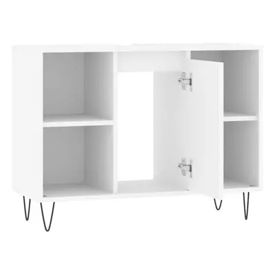 (white) vidaXL Bathroom Cabinet Vanity Unit Highboard Cupboard Black Engineered Wood