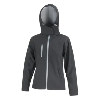 (L, Black/Grey) Result Core Womens/Ladies Lite Hooded Softshell Jacket