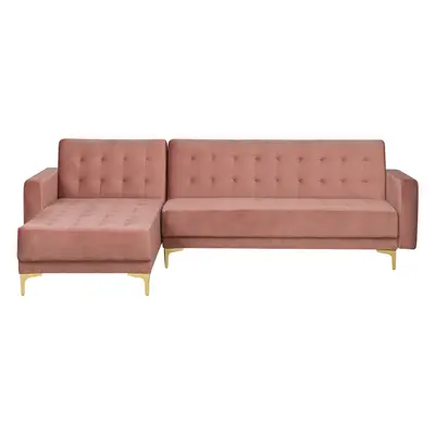 Corner Sofa ABERDEEN Pink Velvet Right Hand