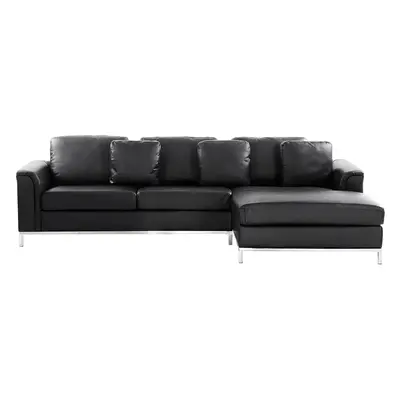 Left-Hand Corner Sofa OSLO Leather Black Left Hand