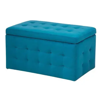 Velvet Fabric Storage Ottoman Sea Blue MICHIGAN