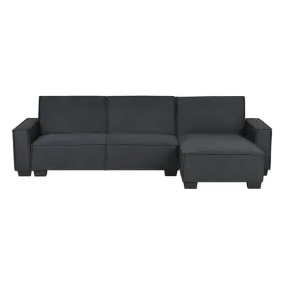 Corner Sofa ROMEDAL Graphite Grey Fabric Left Hand