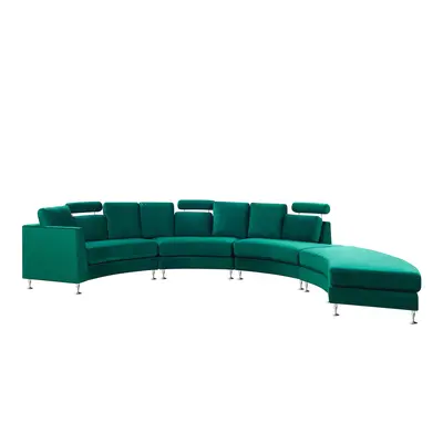 7 Seater Curved Modular Velvet Sofa Dark Green ROTUNDE