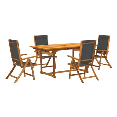 (black, piece/rectangular) vidaXL Garden Dining Set Piece Table & Chair Solid Wood Acacia and Te