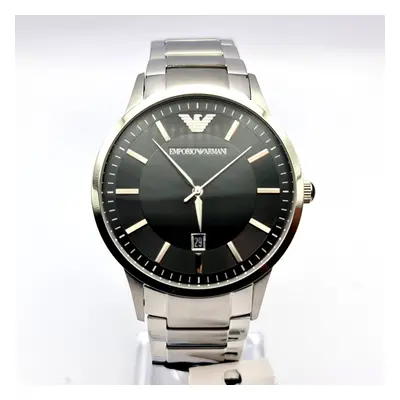 NEW EMPORIO ARMANI AR2457 RENATO STAINLESS STEEL BLACK DIAL MENS WATCH