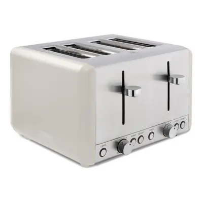 Tower T20051MSH Cavaletto 4-Slice Toaster with Defrost/Reheat, Stainless Steel, 1800W, Latte wit