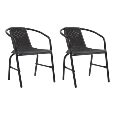 vidaXL 2x Garden Chairs Plastic Rattan and Steel kg Outdoor Armchair