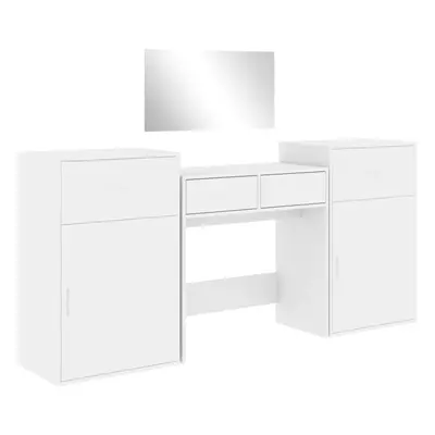 vidaXL Dressing Table Set Piece Makeup Cosmetic Table White Engineered Wood