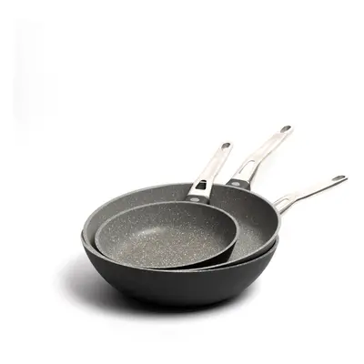 MasterClass Set of Cast Aluminium Frying Pans (20/28cm) and a Wok 28cm