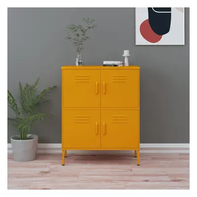 vidaXL Storage Cabinet Mustard Yellow Steel Home Sideboard Cupboard Bookcase