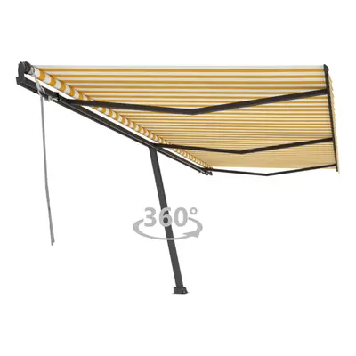 vidaXL Freestanding Manual Retractable Awning 600x350 cm Yellow/White Outdoor