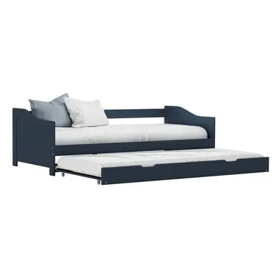 vidaXL Pull-out Sofa Bed Frame Grey Pinewood 90x200cm Guest Sleepover Beds