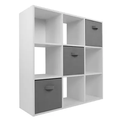 (3 Grey Drawers) Charles Jacobs White Cube Open Book Shelf Storage