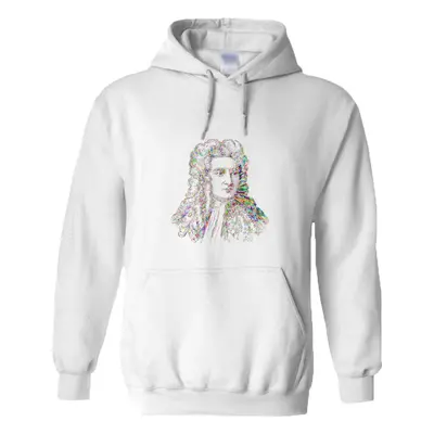 (5XL) Sir Isaac Newton Portrait Art Science Mens White Hoodie Hooded Sweat Sweater