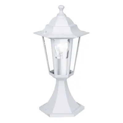 IP44 Outdoor Pedestal Light White Aluminium Lantern 1x 60W E27 Bulb Porch Lamp