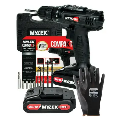 (Black) Mylek 18V Fast Charge Drill With Spare Battery