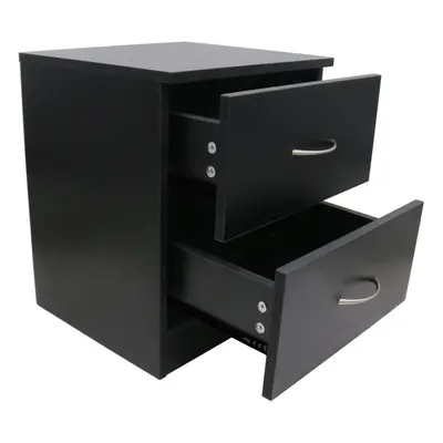 (2 Drawer-With Metal Handles, Black) NRG Chest of Drawers With Metal Handles Bedroom Furniture S