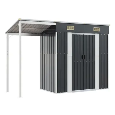 (anthracite) vidaXL Garden Shed with Extended Roof Outdoor Tool Shed Storage Shed Steel