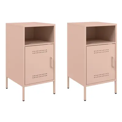 vidaXL Bedside Cabinets Bed Cabinet Nightstand pcs Pink Cold-rolled Steel