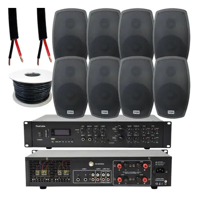 800W LOUD Outdoor Bluetooth System 8x Black Speaker Weatherproof Garden Music