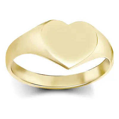 (J) Jewelco London Ladies Solid 9ct Yellow Gold Love Heart Signet Ring