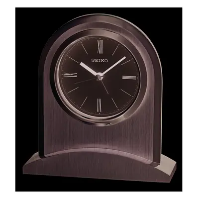 Seiko Silver Finish Aluminium Battery Mantle Clock with Alarm QHE163S