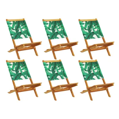 (leaf pattern, pcs) vidaXL Folding Garden Chairs pcs Chairs Cream White Fabric and Solid Wood