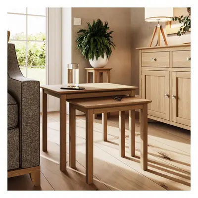 FWStyle Nest of Tables Natural Oak Veneer Assembled