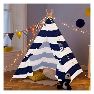 Neo Navy and White Stripe Canvas Kids Indian Tent TeePee