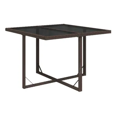 (brown) vidaXL Garden Table Poly Rattan&Glass Patio Furniture Bistro Table Grey/Black