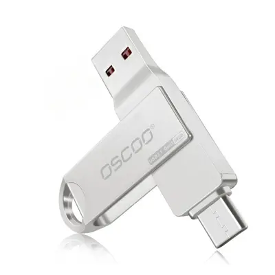 (128GB) 2-in-1 Type-C USB3.1 GEN1 Flash Drive Rotation Thumb Drive 32G 64G 128G 256G Support OTG