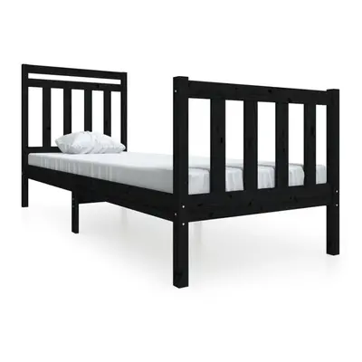 (black, x cm) vidaXL Bed Frame Bed Base Bedstead Bedroom Mattress Foundation Solid Wood