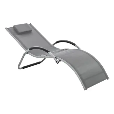 Outsunny Sun Lounge Recliner Lounge Chair Design Ergonomic w/ Pillow Dark Grey