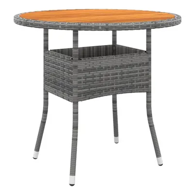 vidaXL Solid Wood Acacia Garden Table ?80 cm and Poly Rattan Grey Patio Table