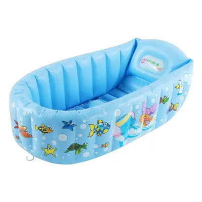 (Blue) Baby Inflatable Bath Tub PVC Swimming Pool Shower Bath Folding Kids Portable Swimming Poo