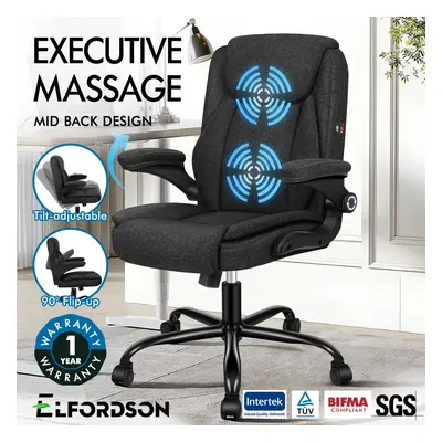 ELFORDSON Massage Office Chair Executive Computer Linen Fabric Black