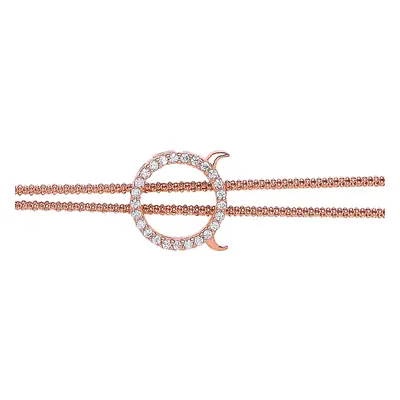 Jewelco London Rose Gold-Plated Sterling Silver Cubic Zirconia Halo with Devil Horns Bracelet - 